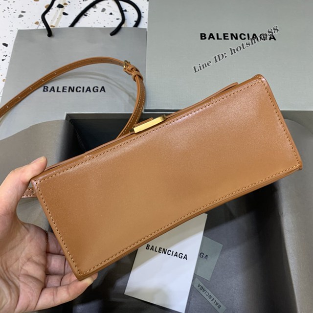 Balenciaga專櫃新款小號手提肩背女包原單沙漏包 巴黎世家平紋焦糖色沙漏包 fyj1414